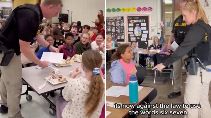 Alunos do ensino fundamental recebem 'ingressos' da polícia por dizerem '6-7'
 - Printis