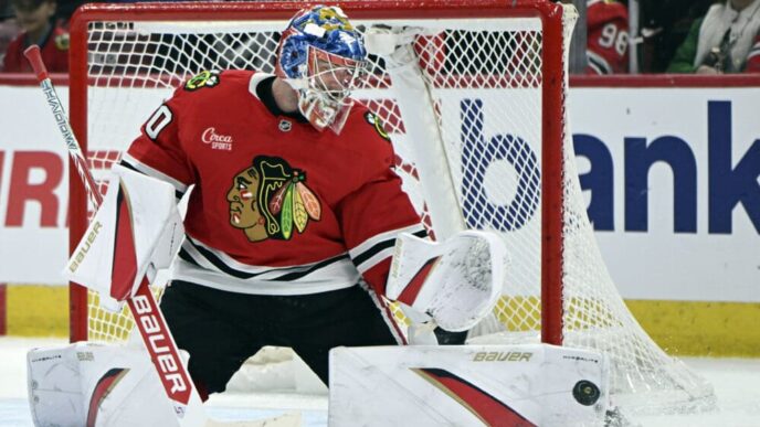 Blackhawks Goaltending se tornando a maior força em toda a organização
 - Printis