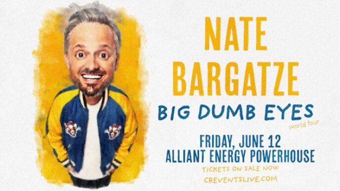 O comediante Nate Bargatze traz turnê mundial para Cedar Rapids
 - Printis