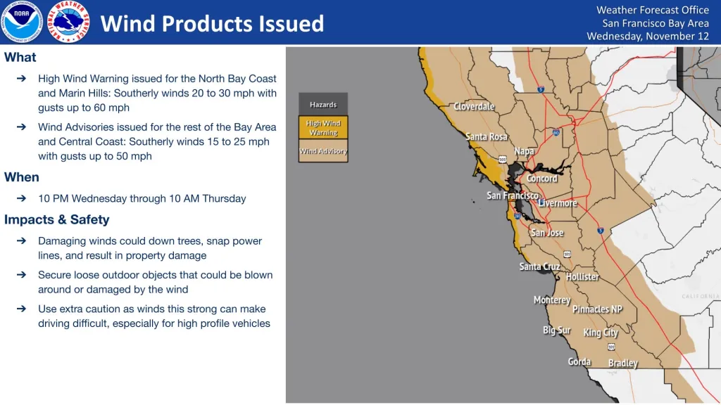 Rajadas de vento de até 60 mph são esperadas ao longo da costa de Sonoma à medida que a tempestade se aproxima – The Press Democrat
 - Printis